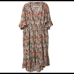 SHEIN Floral Flutter Sleeve High Low Dress 5X
